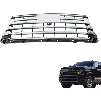 Findmall Chrome and Black Front Upper Bumper Grille Replacement for Silverado 2500HD and 3500HD High Country 2024-2025 86533026