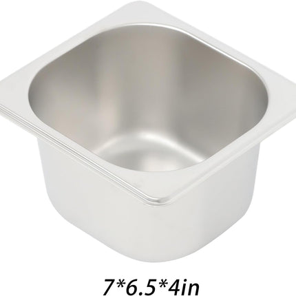 Findmall 6Pcs Stainless Steel Steam Table Pans 1/6 Size 4 Inch Deep | With Lids Hotel Pan, for Family Gatherings and Outdoor Picnics