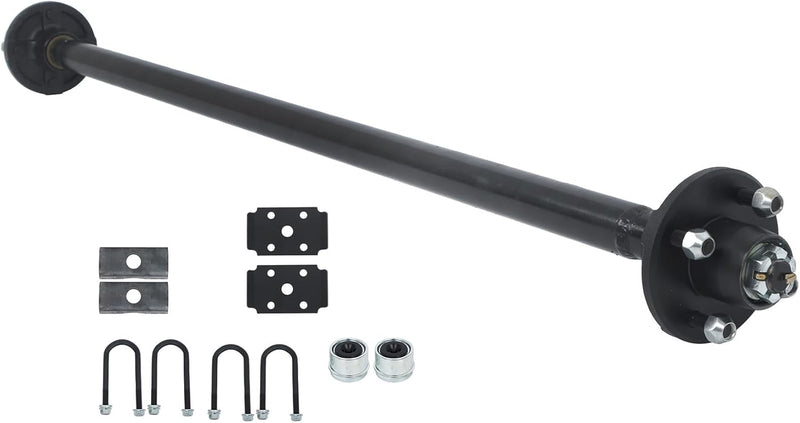 Findmall 2,000 lb Trailer Axle with U-Bolt Kit, 4 on 4 in, 58 in Hub Face