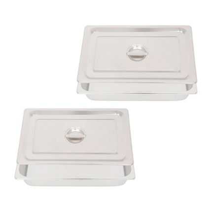 Findmall 2Pcs Steam Table Pan with Lids 4 Inch Deep Hotel Pans | for Storing Hot and Cold Food
