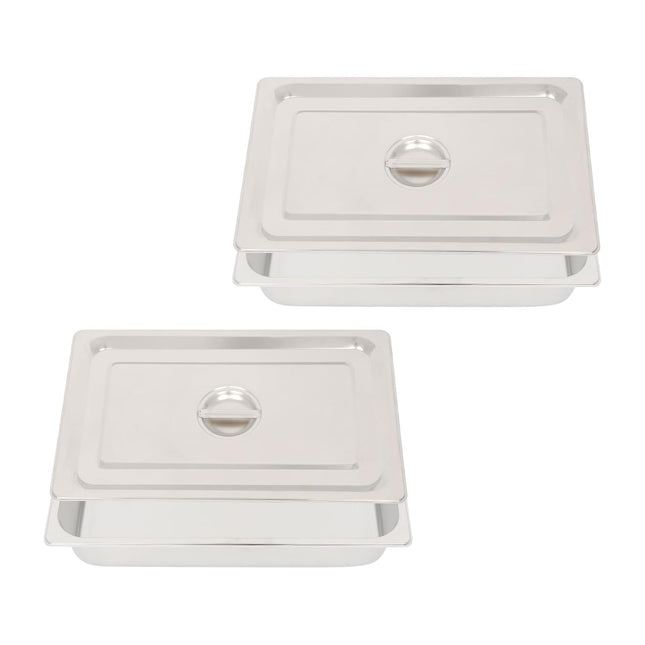 Findmall 2Pcs Steam Table Pan with Lids 4 Inch Deep Hotel Pans | for Storing Hot and Cold Food