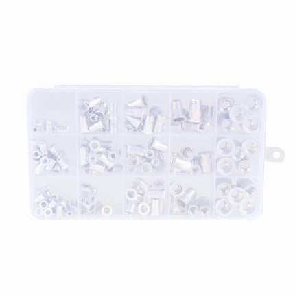 Findmall 150Pcs Rivet Nuts Kit Metric Aluminum Flat Head Threaded Rivet Nut Insert Nutsert Nuts Assortment Kit M3 M4 M5 M6 M8