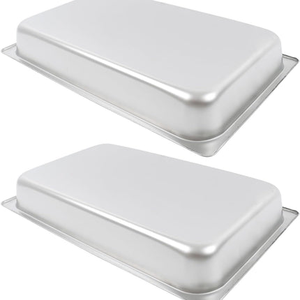 Findmall 2 Set Stainless Steel Pans Full Size 2.5 Inch Deep Steam Table Pan | For Food Warmer, Cooking and Commercial Kitchen