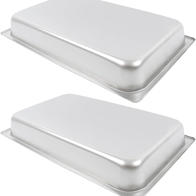 Findmall 2 Set Stainless Steel Pans Full Size 2.5 Inch Deep Steam Table Pan | For Food Warmer, Cooking and Commercial Kitchen