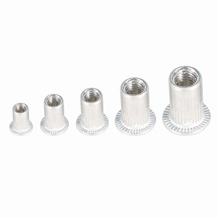 Findmall 150Pcs Rivet Nuts Kit Metric Aluminum Flat Head Threaded Rivet Nut Insert Nutsert Nuts Assortment Kit M3 M4 M5 M6 M8