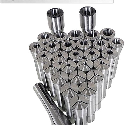 Findmall 29Pcs R8 Collet Set 1/32 inch to 1 inch Mill Collets Set Steel Mill Chuck Holder Fit for Mill Machine