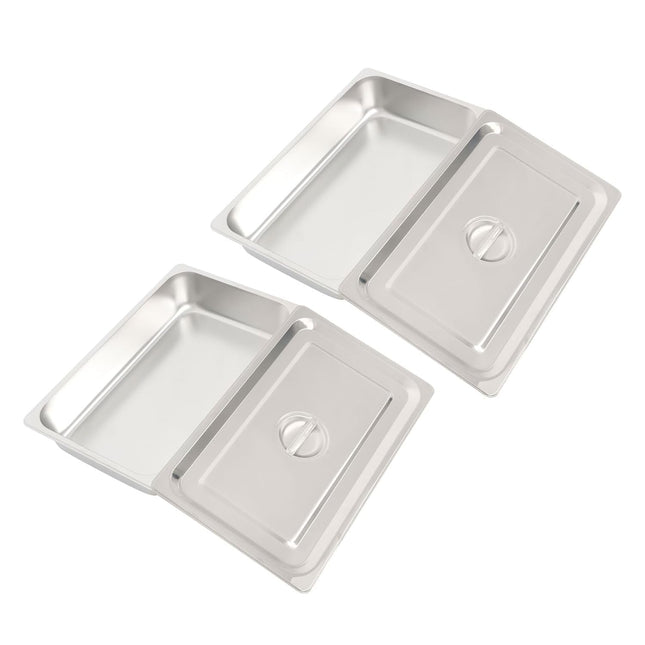 Findmall 2Pcs Steam Table Pan with Lids 4 Inch Deep Hotel Pans | for Storing Hot and Cold Food