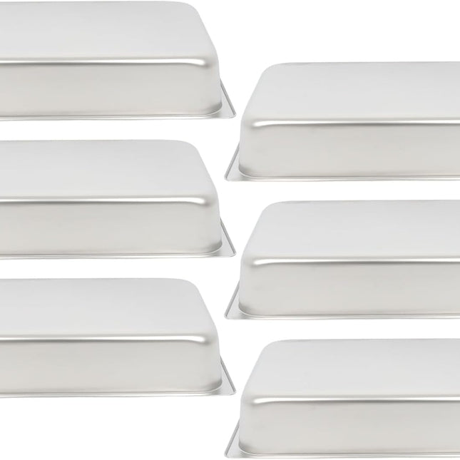 Findmall Hotel Pans 6 Pack 4 Inch Stainless Steel Full Size | Trays for Steam Tables, Restaurants, Catering and Industrial Use