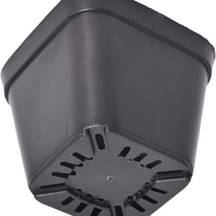 findmall 100 Pack 4in Black Reusable Plastic Square Nursery Pot with Drainage Hole for Plants