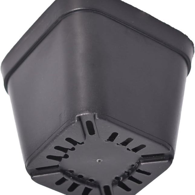 findmall 100 Pack 4in Black Reusable Plastic Square Nursery Pot with Drainage Hole for Plants