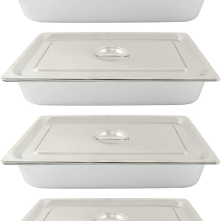 Findmall 4 Set Stainless Steel Hotel Pans With Lids Full Size | 3.7 Inch Deep, Steam Table Pan for Food Warmer, Cooking and Commercial Kitchen