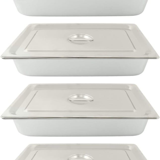 Findmall 4 Set Stainless Steel Hotel Pans With Lids Full Size | 3.7 Inch Deep, Steam Table Pan for Food Warmer, Cooking and Commercial Kitchen