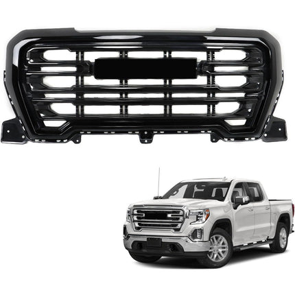 Findmall Front Mesh Grille Assembly for 2019-2021 GMC Sierra 1500, Gloss Black