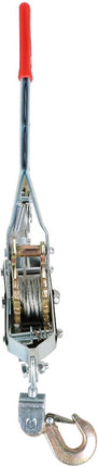 Portable 2 Ton Dual Gear Heavy Duty Power Puller with 2 Hooks Hand Cable Puller