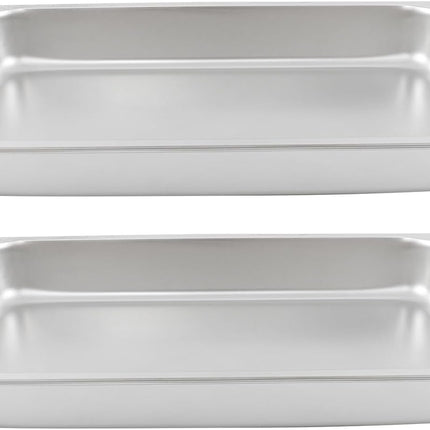 Findmall 2 Set Stainless Steel Pans Full Size 2.5 Inch Deep Steam Table Pan | For Food Warmer, Cooking and Commercial Kitchen