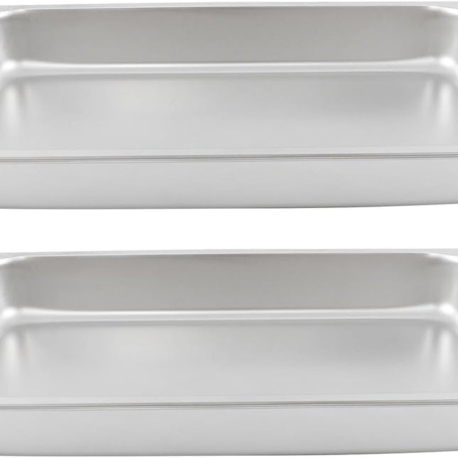 Findmall 2 Set Stainless Steel Pans Full Size 2.5 Inch Deep Steam Table Pan | For Food Warmer, Cooking and Commercial Kitchen