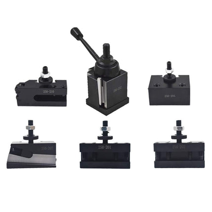 Findmall 6Pcs BXA 250-222 Tool Post Set BXA Wedge Type Quick Change Tool Post Turning and Facing Holders 10-15 Inch Swing