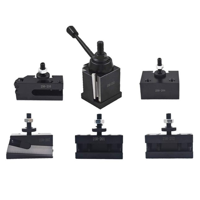 Findmall 6Pcs BXA 250-222 Tool Post Set BXA Wedge Type Quick Change Tool Post Turning and Facing Holders 10-15 Inch Swing