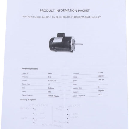 Findmall 3/4HP B127 Swimming Pool Motor, 3540RPM Speed Swimming Pool Pump, S56J Frame, 115V/230V