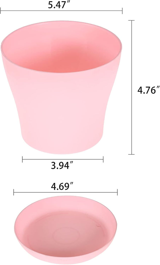 Findmall 8 Pack Colorful Plastic Plant Pots with Saucers, 5.5/6.7 Inch PP Nursery Flower Pots with Drainage Holes, Indoor Outdoor Planters for Flowers Succulents and Plants
