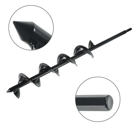 Auger Drill Bit, 3 x 24 Inch Garden Planting Auger Drill Bit for Planting, Auger Post Hole Digger for Planting Bulbs Flower Planting Auger Bit, 3/8 Inch Hex Drive Drill Auger Bit (Black, Solid)