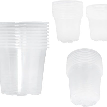 Findmall 36 Pack Clear Plastic Nursery Pots 6.7/5/4/3.5 Inch with Drainage Holes, Seedling Pots for Transplanting, Planting and Growing Flowers, Vegetables and Herbs