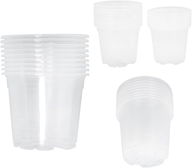 Findmall 36 Pack Clear Plastic Nursery Pots 6.7/5/4/3.5 Inch with Drainage Holes, Seedling Pots for Transplanting, Planting and Growing Flowers, Vegetables and Herbs