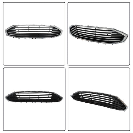 Findmall Front Bumper Grille Upper Lower Grills with Fog Lamp Covers Black Trim Assembly Replacement for 2019 2020 Fusion SE SEL