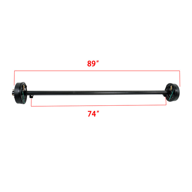 Findmall 3,500 lb Trailer Axle with Electric Brakes, 5 on 4.5 in, 89 in Hub Face, 74 in Spring Center