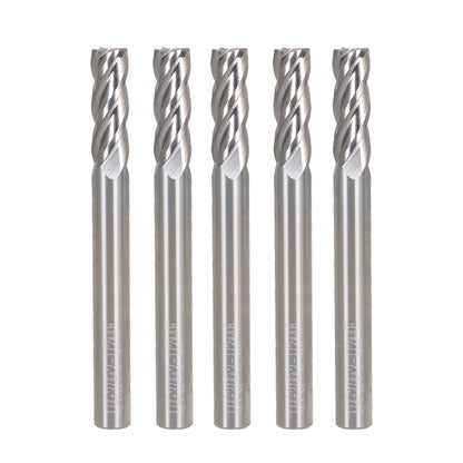 findmall 5Pcs 1/4 Inch Helix Carbide End Mill 4 Flute 3/4 Inch Length of Cut Fit for Aluminum Cut Non-Ferrous Metal Upcut CNC Spiral Router Bit