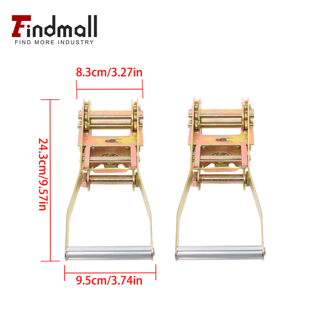 Findmall 2/4 Pack 2 Inch Steel Ratchet Buckle, 3,333 Lbs Working Load Limit Heavy Duty Ratchet Tensioner Replacement for Tie Down Straps, Truck Trailer Cargo Securing