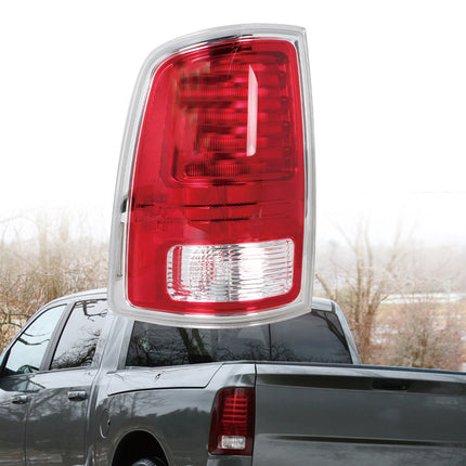 Findmall Tail Light Assembly for 2013‑2018 Dodge RAM 1500 2500 3500 Rear Left Driver Side Electric Plated Frame with Bulbs, Replaces 68093079AC