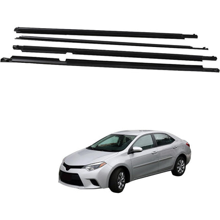 Findmall Black Window Weatherstrip Kit for 2009-2012 Toyota Corolla, 4-Piece, 75710-02210