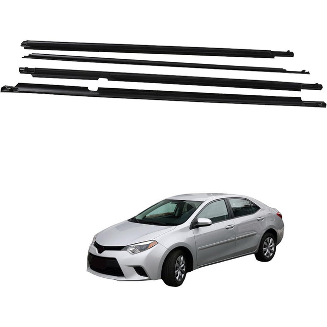 Findmall Black Window Weatherstrip Kit for 2009-2012 Toyota Corolla, 4-Piece, 75710-02210