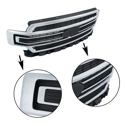 Findmall Chrome Front Bumper Grille Grill Replacement for F150 LIMITED 2018-2020 Replacement for JL3Z8200RA