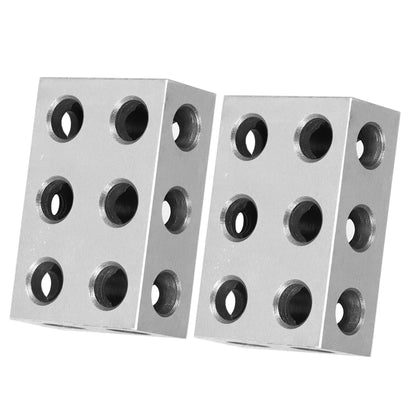 findmall 1 x 2 x 3 Inch Blocks 11 Holes Matched Pair Ultra Accuracy .0001 Machinist Fit for Milling Machine