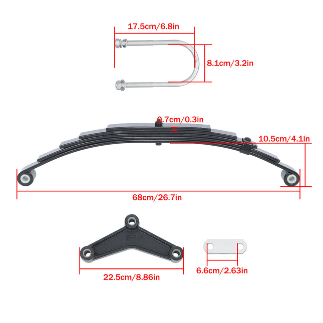 Findmall 4-Spring 5-Leaf Double-Eye Trailer Suspension Kit, 3,000 lb per Spring with Equalizers and U-Bolts