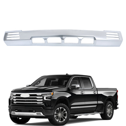 Front Bumper Lower Valance Skid Plate Matte Chrome Plastic Replacement for Silverado 1500 2022-2023 84878970