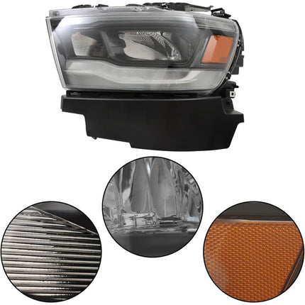 Findmall Headlight Assembly Replacement for RAM 1500 Front LH