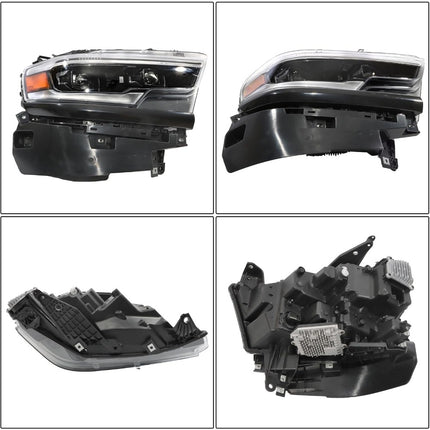 Findmall Headlights Assembly Replacement for Ram 1500 2019-2024 Black Passenger Side Dual Projector Right W/DRL