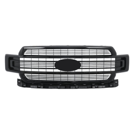 Findmall Front Grille Upper Glossy Black Mesh Chrome Trim Replacement for F250 Super Duty XL XLT 2023 2024