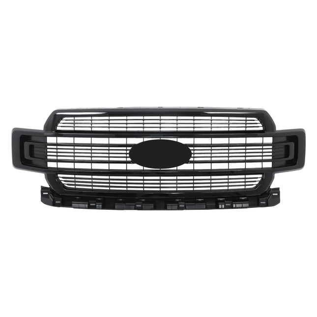 Findmall Glossy Black Mesh Front Upper Hood Grille with Chrome Trim Replacement for F-250 Super Duty XL and XLT 2023-2024