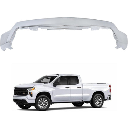 Findmall Chrome Steel Front Bumper Face Bar without Parking Sensor Holes Replacement for 2022-2023 Chevrolet Silverado 1500