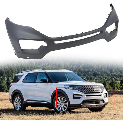 Findmall Primed Front Bumper Cover with Parking Sensor Holes Replacement for 2020-2021 Ford Explorer