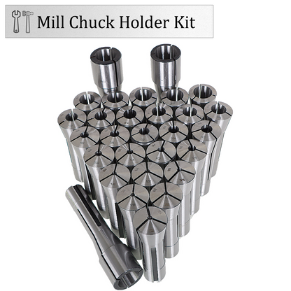 findmall 29Pcs R8 Collet Set 1/32 inch - 1 inch Mill Collets Set Steel Mill Chuck Holder Fit for Mill Machine