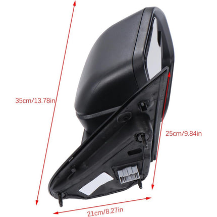 Findmall Right Side Power Mirror with Wide-Angle Spotter Matte Black Electric 3-Pin Connector Textured