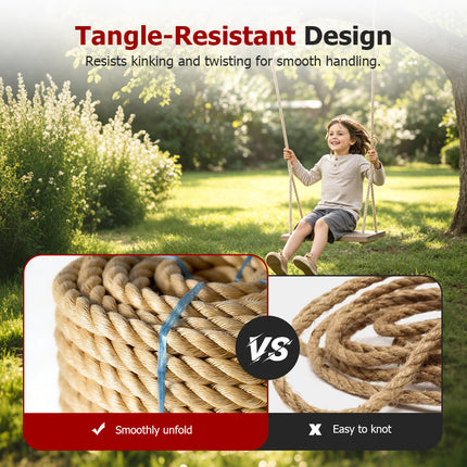 findmall 3-Strand Polyethylene Rope – Durable PE Twisted Rope for Camping, Swing, Outdoor & Indoor Utility Use