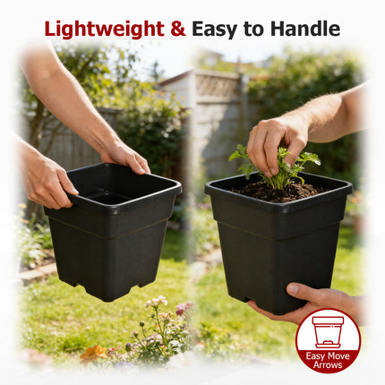 findmall 10PCS Square Black/ White Nursery Pots – Durable Plastic Plant Pots for Seedlings, Soil Plants & Garden Growing Containers