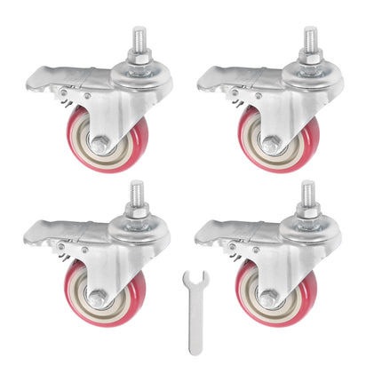 Findmall 4 Pack 3" Polyurethane Swivel Caster Wheels with Double Lock Brake, M10-1.5 × 25mm Threaded Stem, Heavy Duty Casters for Workbenches, Furniture & Utility Carts