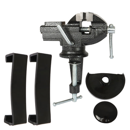Findmall Portable Table Bench Vise with 360° Swivel Base, Compact Steel Clamp Vise for Woodworking, Metalworking, Drilling, Cutting and DIY Projects